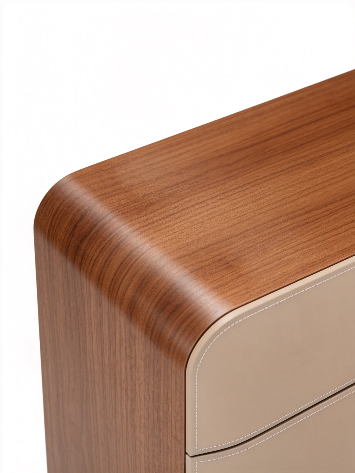AVARO Walnut Veneer & Saddle Leather Chest of Drawers