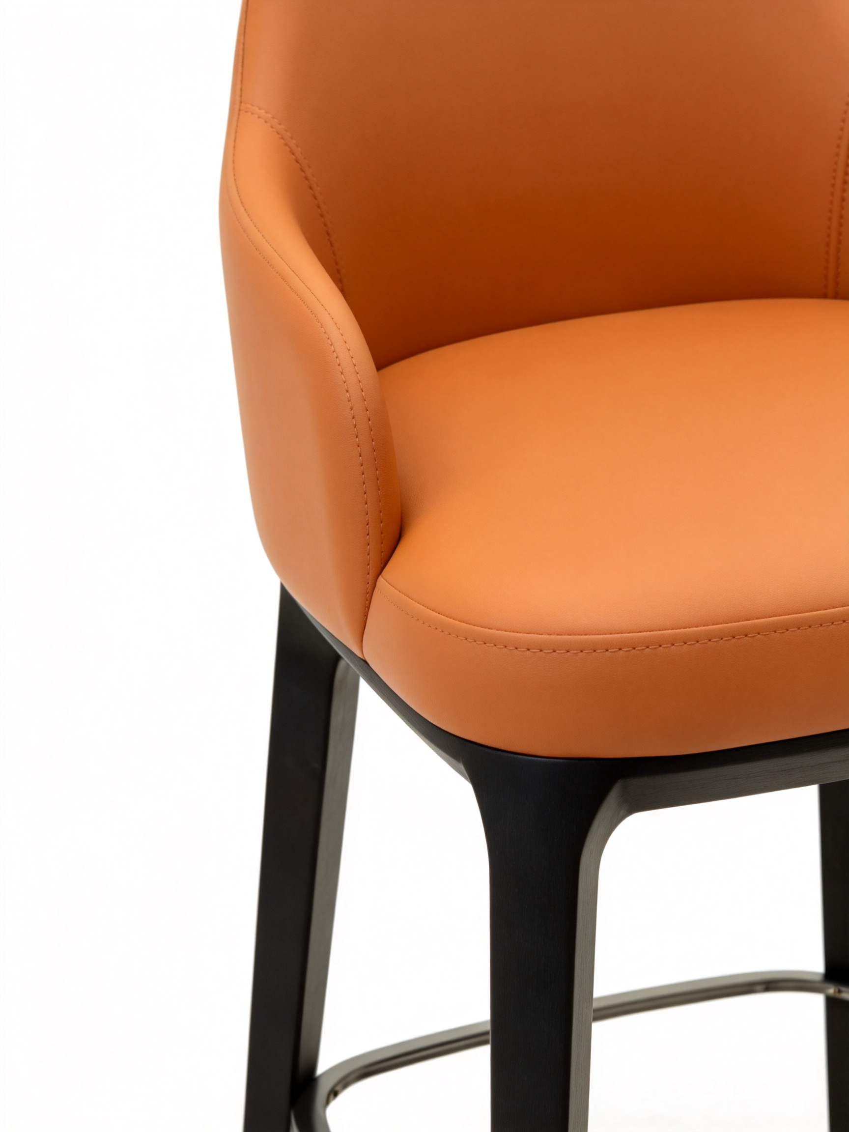 BARREL Orange Vegan Leather Bar Stool