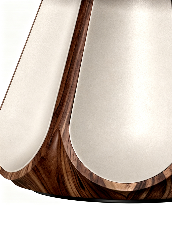 ODETTE Solid Catalpa Wood & Saddle Leather Round Dining Table with Marble Turntable