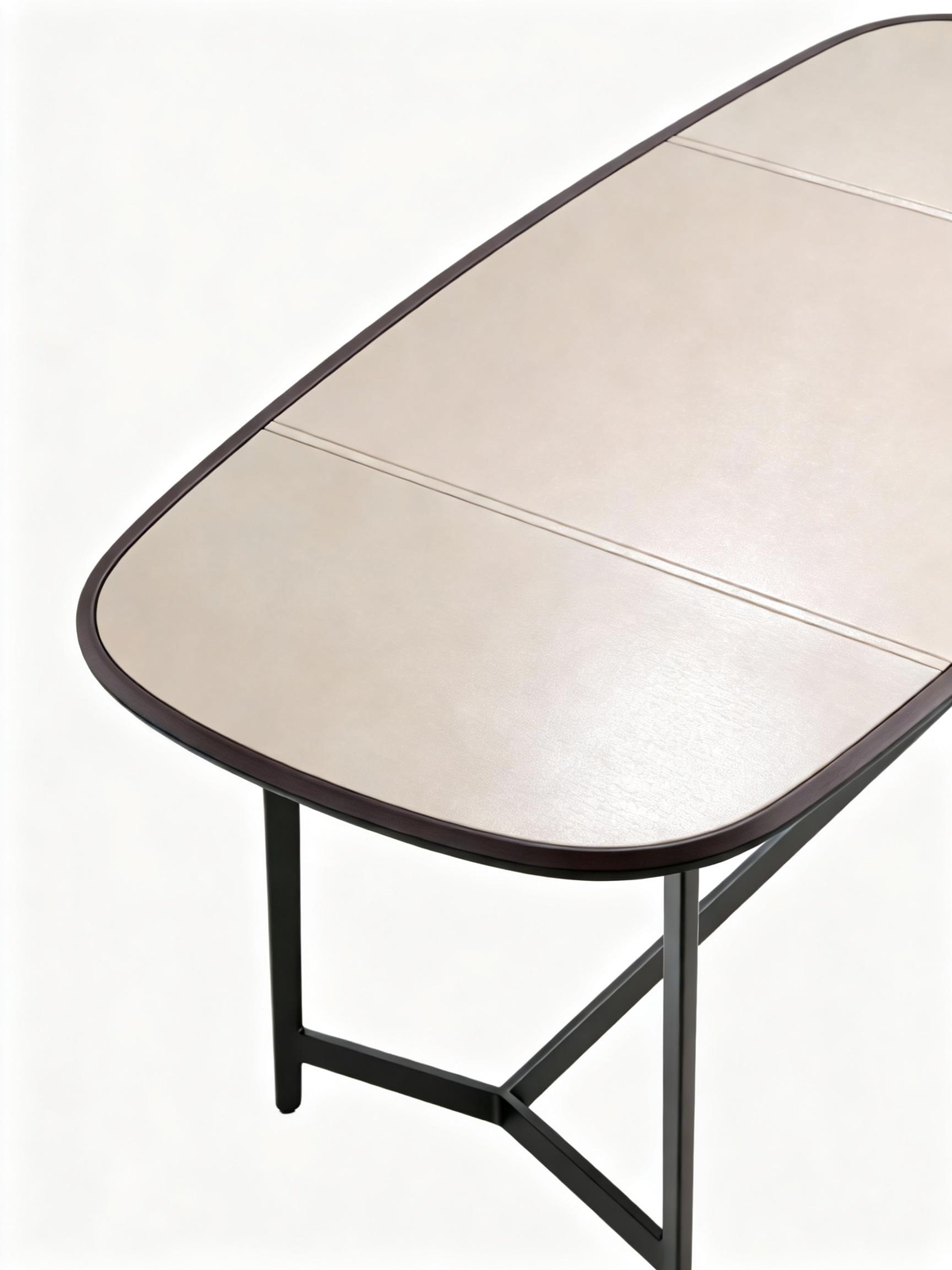 LINEA Faux Leather Desk with Smoked Wood Veneer