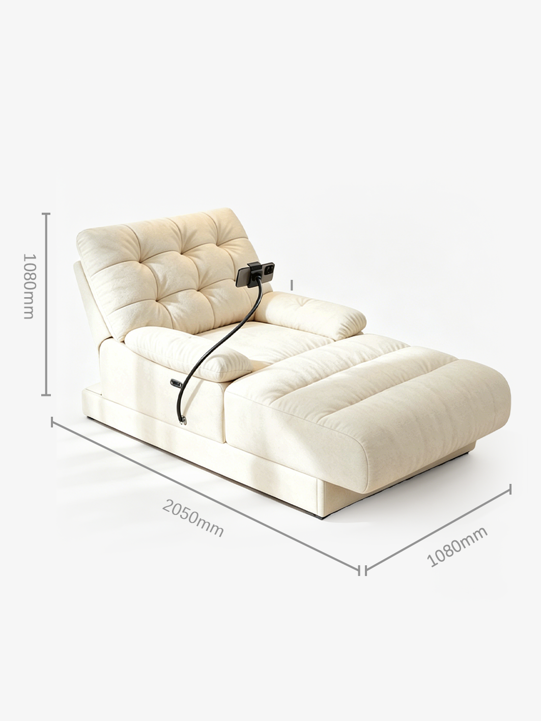 Plume Cloud-Quilted Reclining Chaise Longue