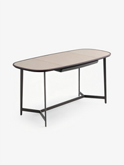 LINEA Faux Leather Desk with Smoked Wood Veneer