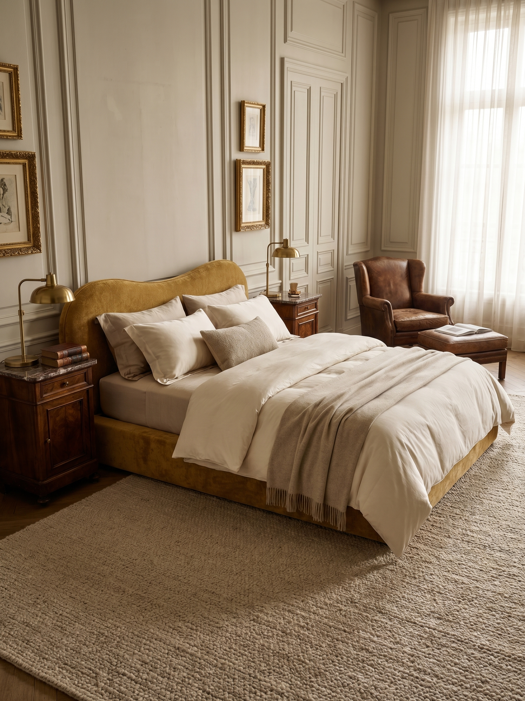 Siena King   Bed  Italian Contemporary Velvet