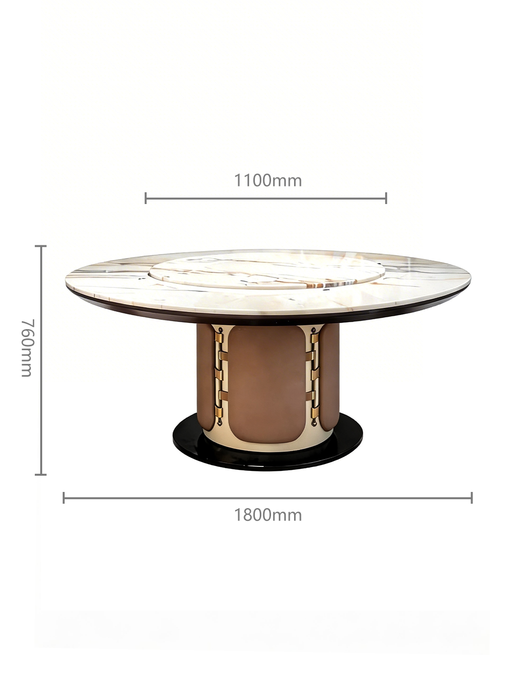 Aurora Calacatta Gold Marble Round Dining Table with Electric Lift Turntable