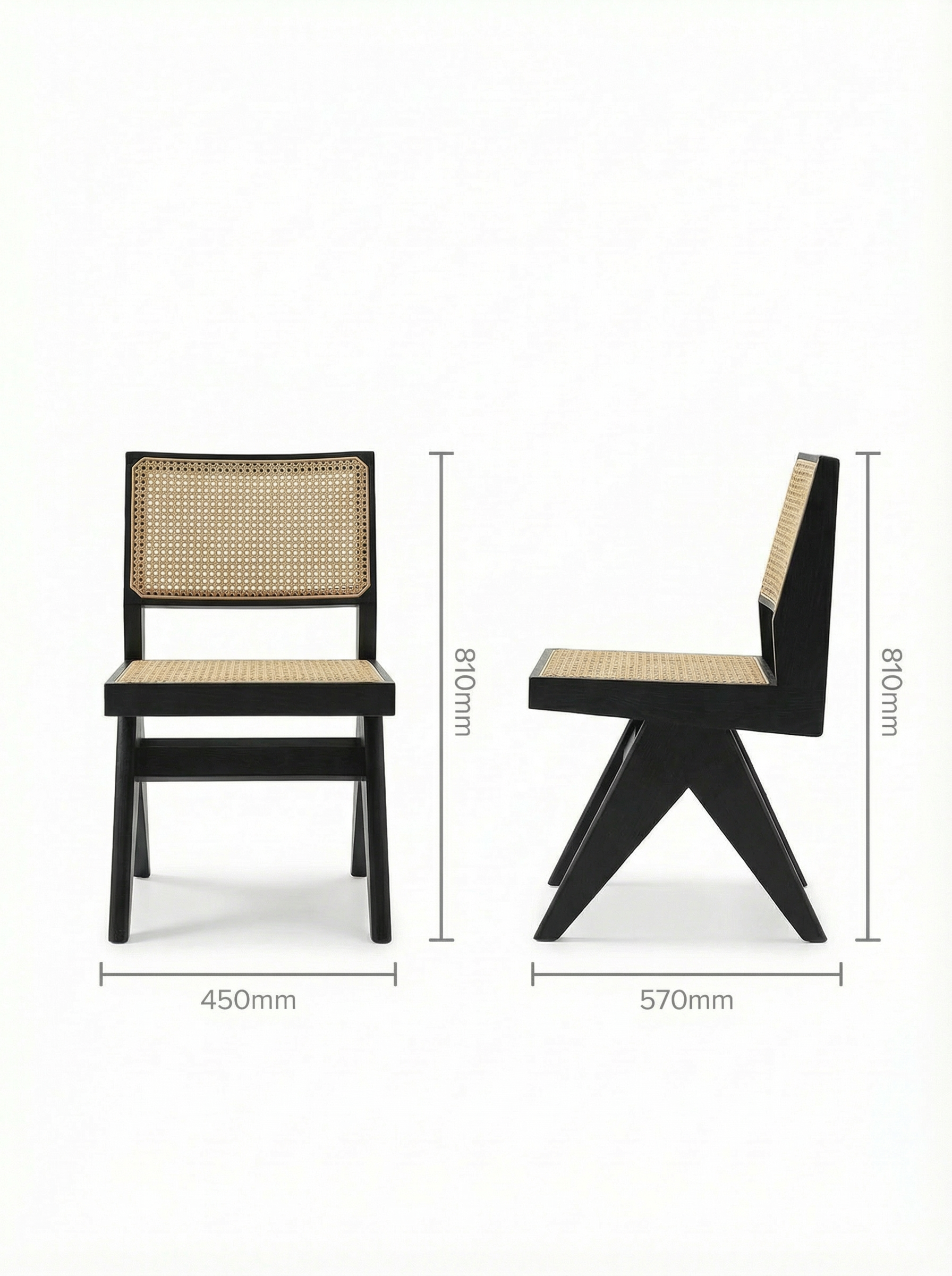 SERATA Black Ash Wood & Rattan Dining Chair