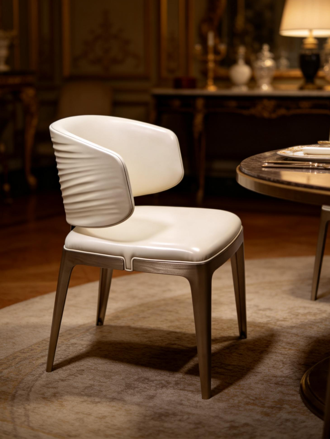 CELINE Ribbed Leather Dining Chair