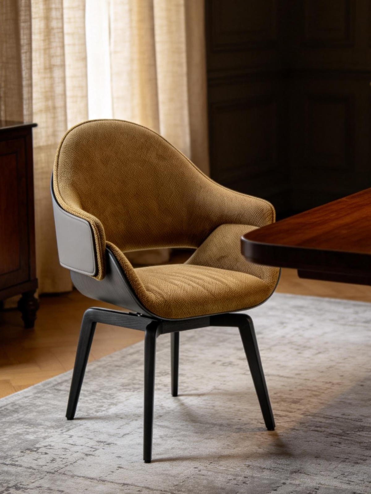 LORIN Swivel Saddle Leather Dining Chair