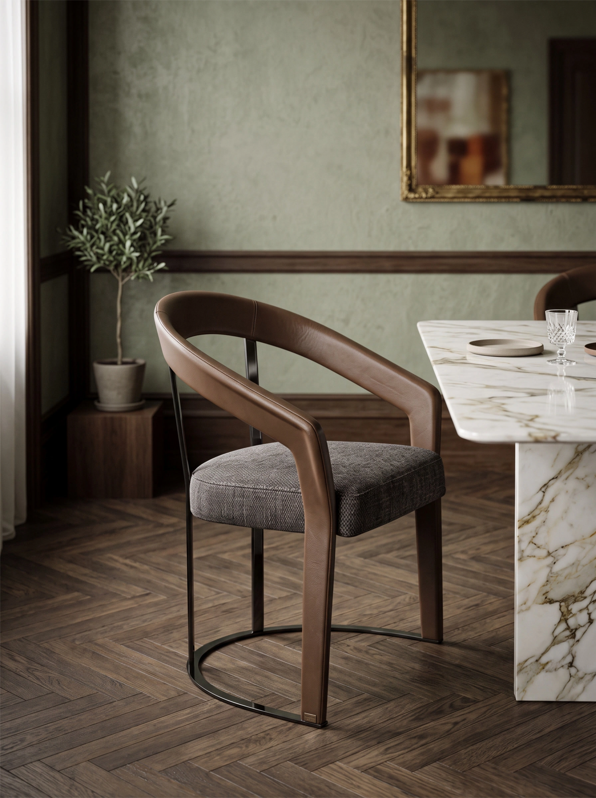 LUSTRE Leather & Fabric Dining Chair