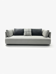 LUSSO Genuine Leather 3-Seater Sofa with Woven Saddle Leather Side Panels