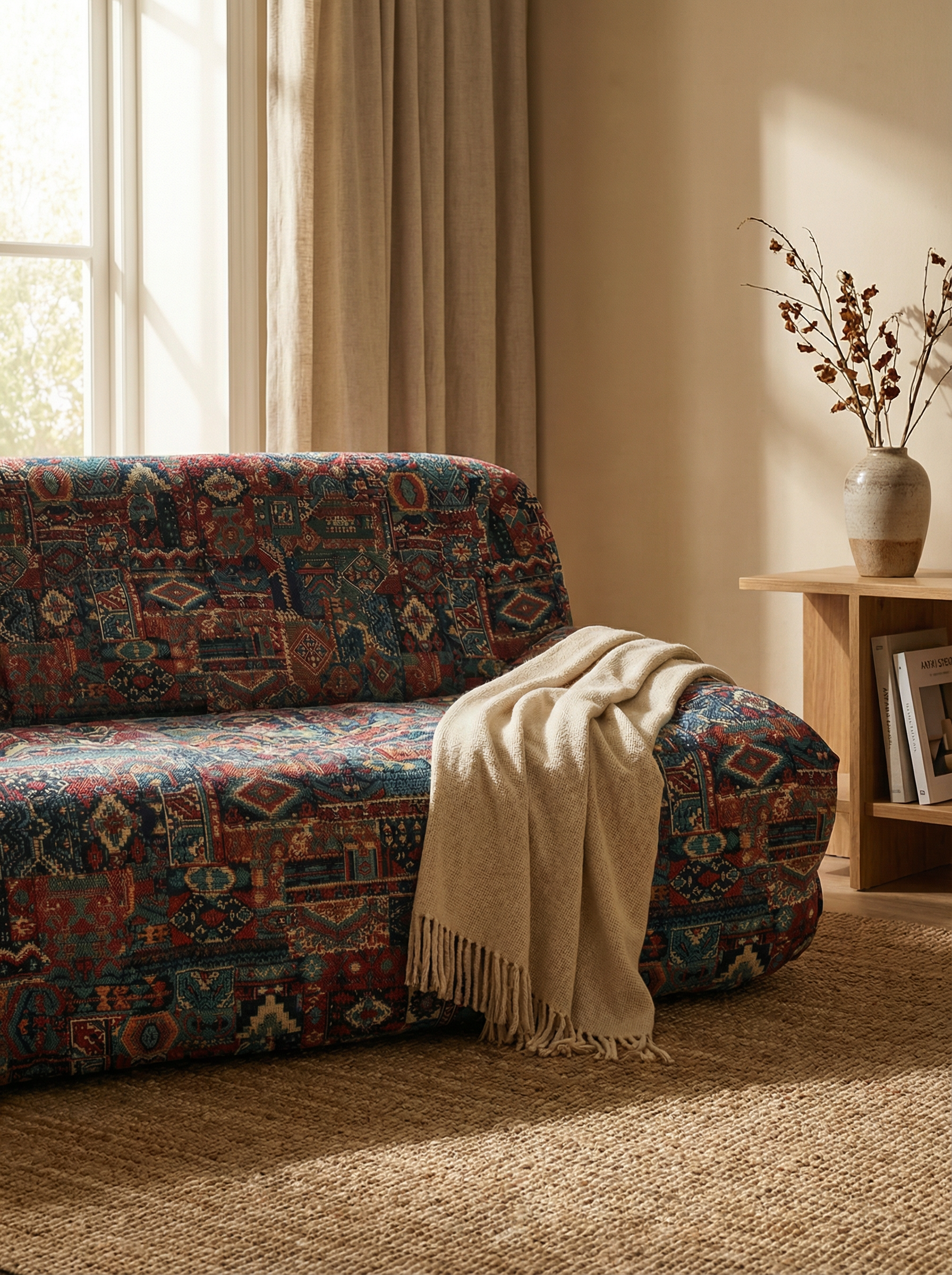 LEDA Instant Bloom Tapestry Patterned 2-Seater Sofa Bed