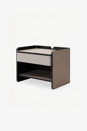 MIST Smoked Wood & Saddle Leather Bedside Table
