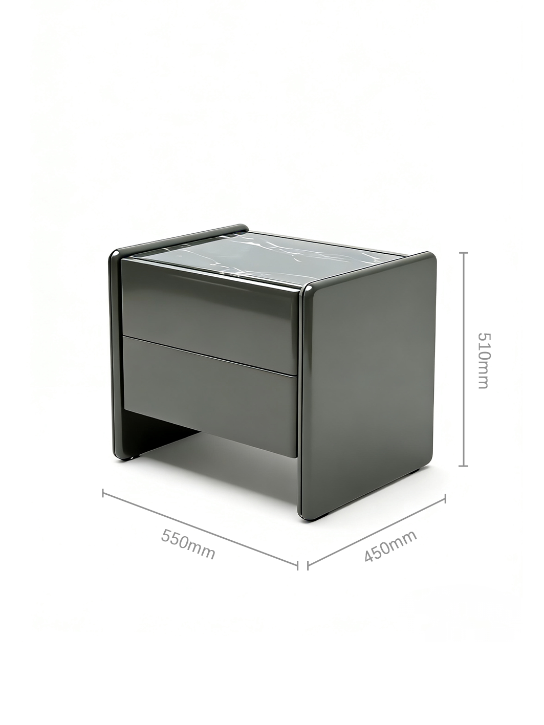TERRA Lacquered Bedside Table with Quartz Top