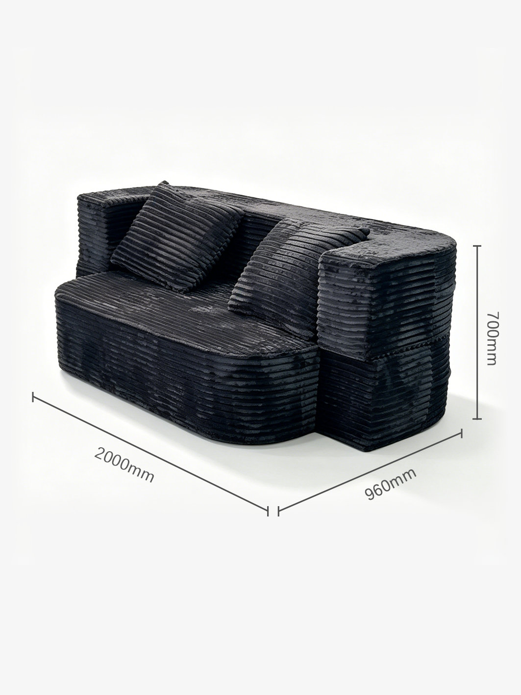 Cord Italian Contemporary Velvet 3-Seater Sofa