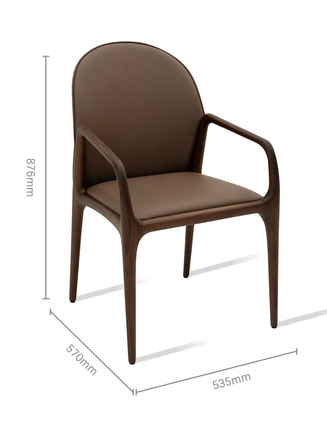 DANTE Black Walnut Vegan Leather Dining Chair with Armrests