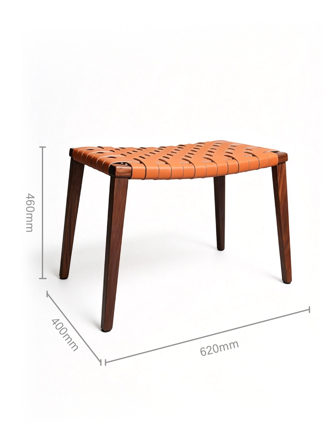 NERO Black Walnut Woven Saddle Leather Bench