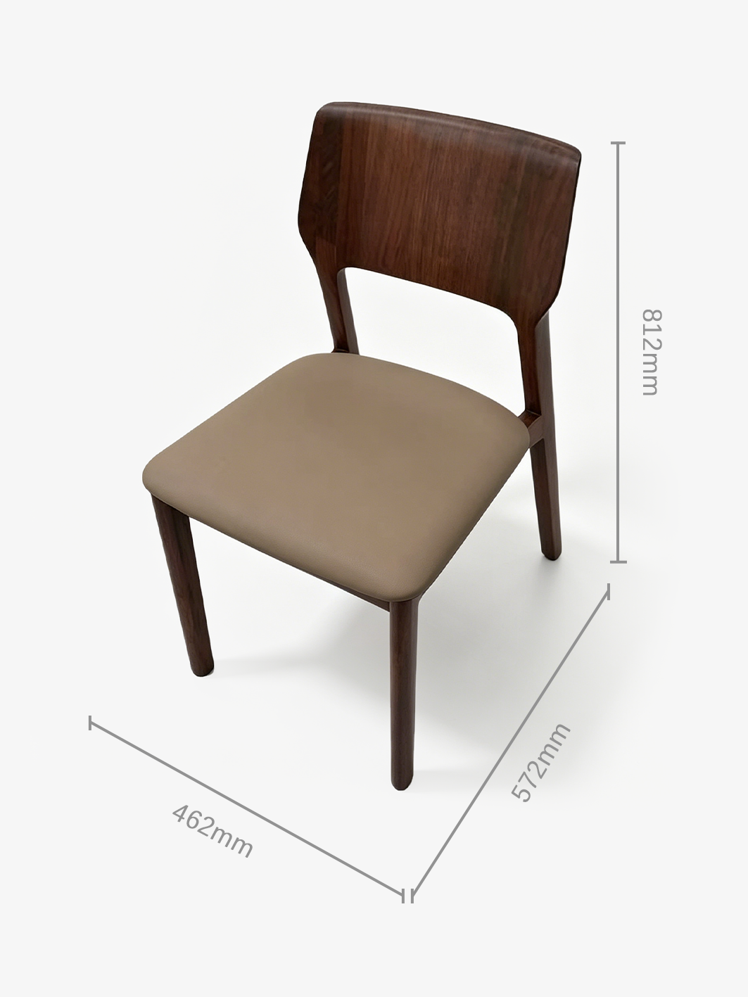 LORO Solid Black Walnut Leather Dining Chair