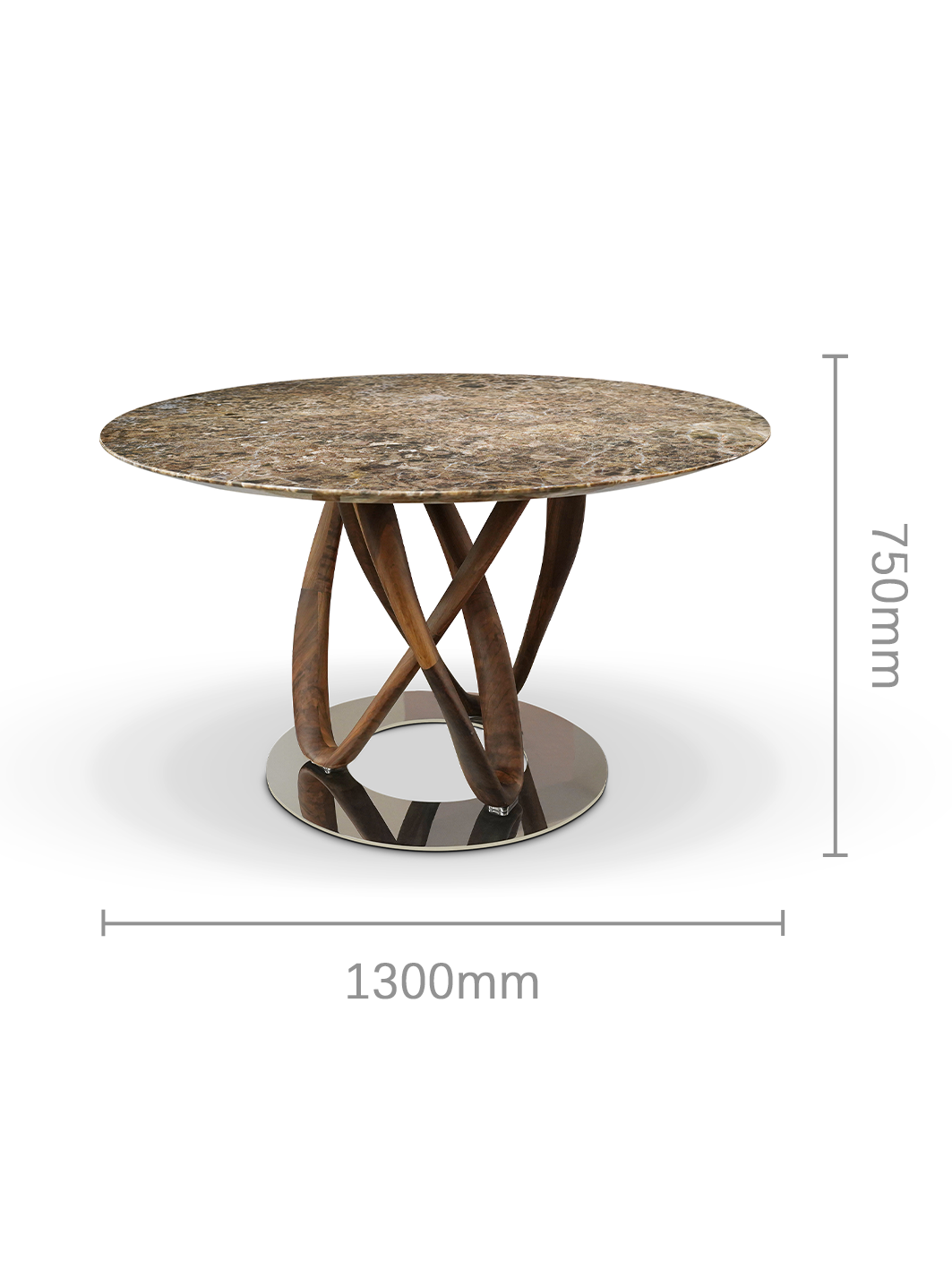 CATENA Walnut & Natural Marble Round Dining Table