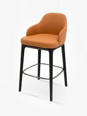 BARREL Orange Vegan Leather Bar Stool