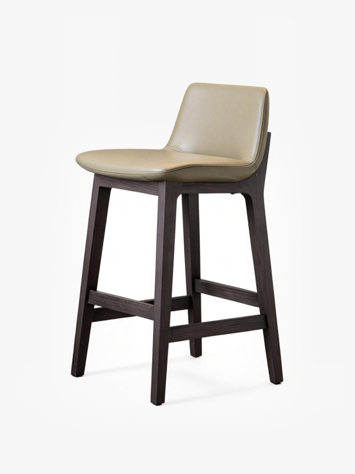BRUNO Leather & Ash Wood Bar Stool